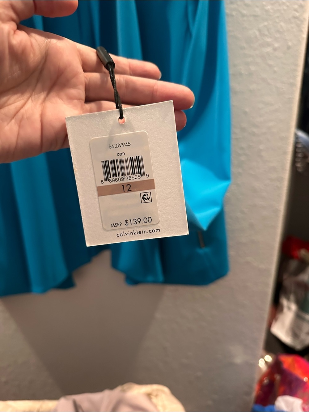 Calvin Klein Turquoise Open-Front Draped Blazer - Picture 3 of 3